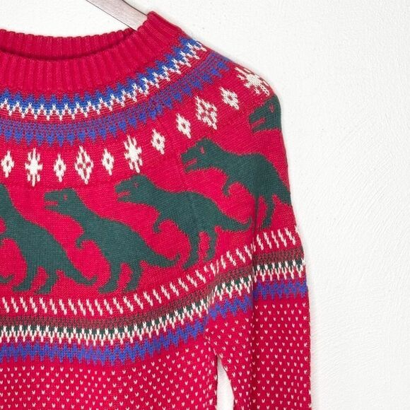 Modcloth Dinosaur T Rex Fair Isle Crew Neck Sweater - NWT - Women’s US XS - Picture 4 of 11